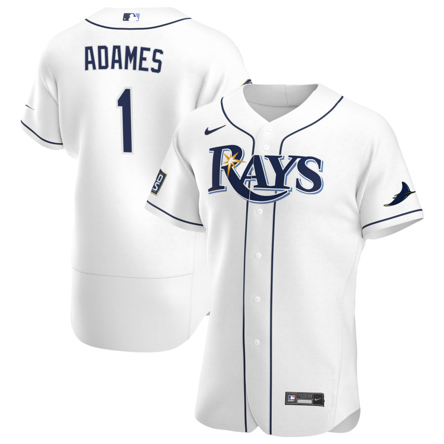 Tampa Bay Rays #1 Willy Adames Men Nike White Home 2020 World Series Bound Authentic Player MLB Jersey->tampa bay rays->MLB Jersey